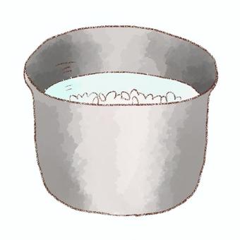 炊飯準備 米,釜,水,料理,食べ物,調理器具,道具,水彩,鉛筆のイラスト素材