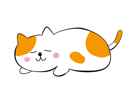 眠るねこ ねこ,ネコ,猫,眠り猫,昼寝,眠る,ワンポイント,いきもの,動物,かわいいのイラスト素材