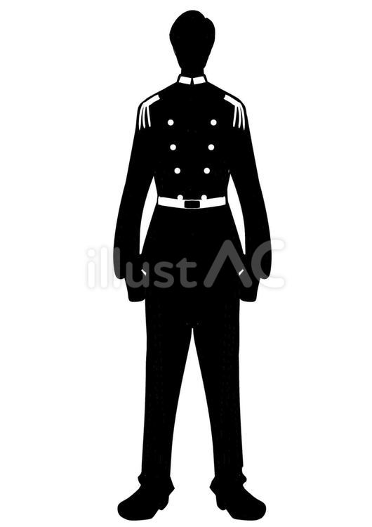 軍服を着た男性のシルエット 男性,男の人,男の子のイラスト素材