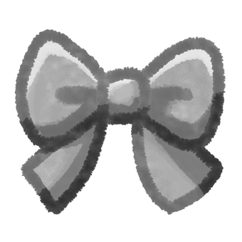 水彩風リボンモノクロ