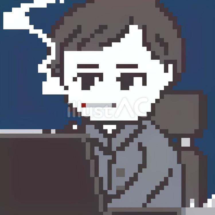 社畜/会社/たばこを吸う中年男性 社畜,会社,社会のイラスト素材