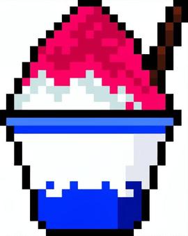 ドット絵の赤のかき氷です。 ドット絵,かき氷,シンプル,夏祭り,涼しい,屋台,スイーツ,デザート,夏,冷たいのイラスト素材