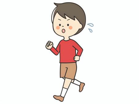 走る男の子 走る,歩く,マラソン,ジョギング,散歩,運動,かけっこ,ランニング,ウォーキング,有酸素運動のイラスト素材