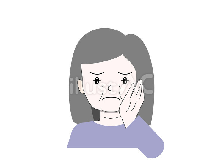 困り顔のグレイヘアの女性 女性,高齢者,老人のイラスト素材