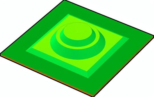 上円下方墳 考古学,遺跡,古墳,上円下方墳,緑色,蛍光色,3dcg,立体,デフォルメ,背景透過のイラスト素材