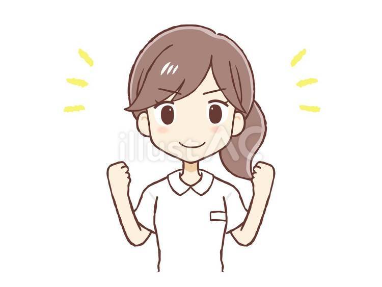 やる気に満ちた表情の白衣女性（上半身） 女性,人物,女のイラスト素材
