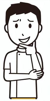  理学療法士男(黄)-456-バスト 薄笑い,理学療法士,整体師,白衣,医療,病院,柔道整復師,カイロプラクティック,鍼灸師,マッサージ師のイラスト素材
