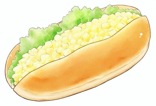 コッペパン（たまご） パン,コッペパン,惣菜パン,たまごサンド,食べ物,料理,あたたかいのイラスト素材