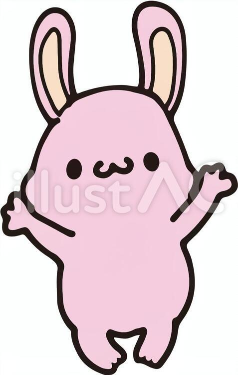 うさぎさん（正面万歳） うさぎ,可愛い,正面のイラスト素材