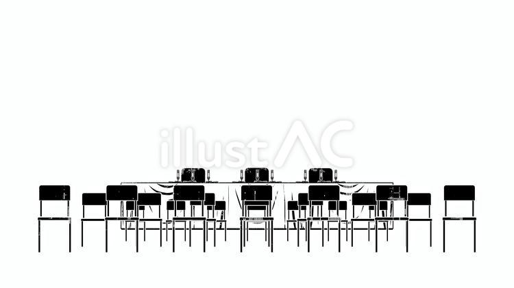 記者会見会場の準備風景（シルエット） 記者会見,会場,椅子のイラスト素材