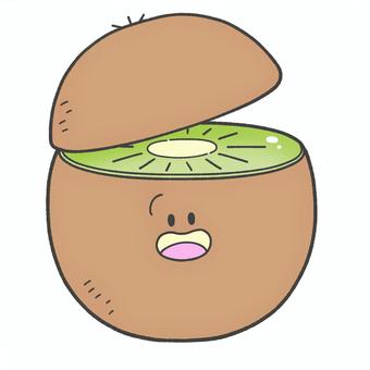 キウイの手描きイラスト3 キウイ,フルーツ,単品,手描き,挿絵,シンプル,果物,食べ物,可愛い,顔のイラスト素材