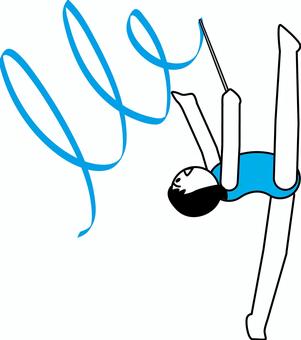 新体操リボン　 新体操,リボン,演技,華麗,デフォルメ,女子,人物のイラスト素材