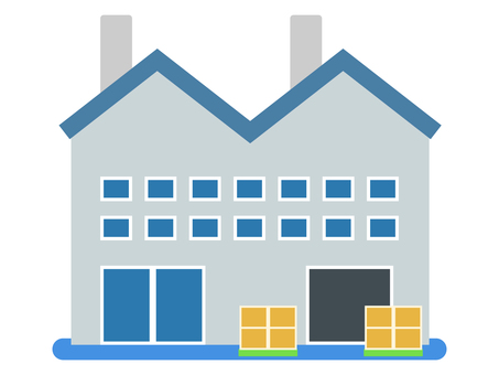 工場アイコン 工場,建物,外観,会社,企業,倉庫,生産,製造業,物流,建築物のイラスト素材