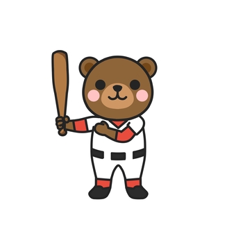 野球のバットを持ってポーズをとるクマ 野球,クマ,バット,ユニフォーム,試合,練習,スポーツ,チーム,打者,バッティングのイラスト素材