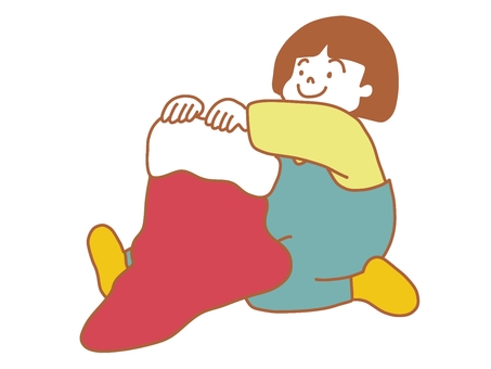 プレゼントを入れる靴下を用意する クリスマス,プレゼント,入れる,大きい,靴下,用意,楽しみ,見る,子供,女の子のイラスト素材