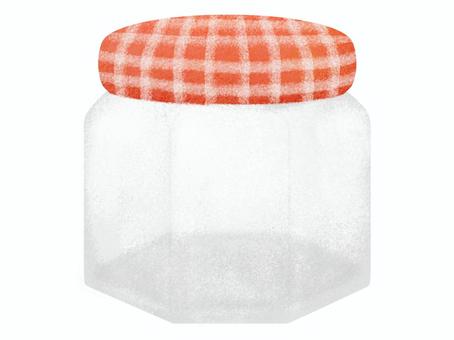 赤いギンガムチェック柄のガラス瓶 瓶,ガラス瓶,雑貨,ジャム瓶,保存瓶,空き瓶,入れ物,容器,保存容器,ギンガムチェックのイラスト素材