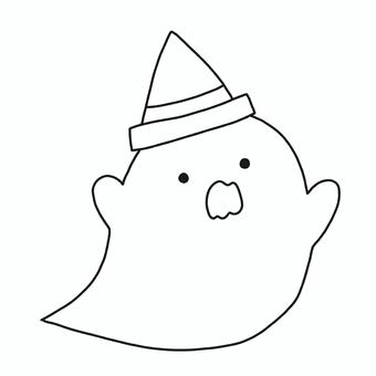 ハロウィンおばけ ハロウィン,おばけ,帽子,幽霊,モノトーン,塗り絵,可愛い,ゆるい,手描き,デコレーションのイラスト素材