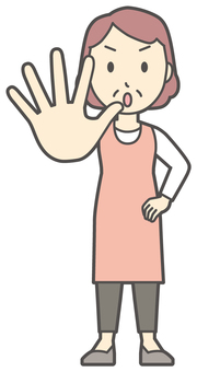  エプロンおばちゃん-008-全身 中止,おばちゃん,エプロン,お母さん,ママ,中年,おばさん,主婦,人物,かわいいのイラスト素材