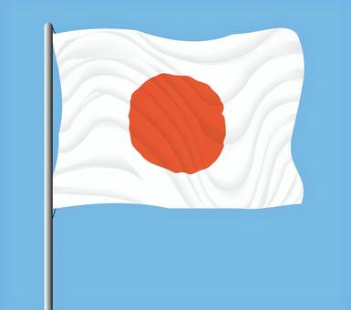 日の丸なびく 日の丸なびく 日の丸,国旗,日本,布,なびく,風,しわ,掲げる,ポール,青空のイラスト素材