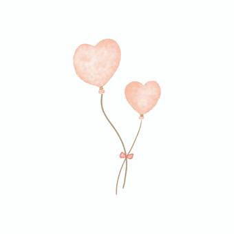 水彩ハートの風船（ピンク） ハート,風船,バルーン,水彩,手描き,かわいい,優しい,装飾,デコレーション,バレンタインのイラスト素材