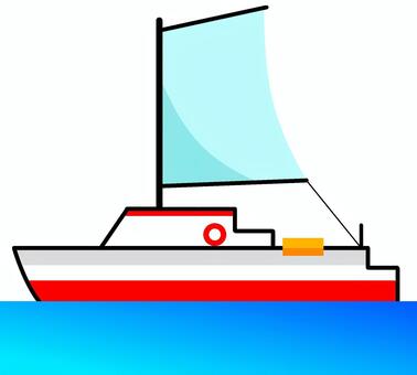 キャットボート 船,ヨット,キャットボート,帆船,小型船,船舶,海,蛍光色,デフォルメ,背景透過のイラスト素材