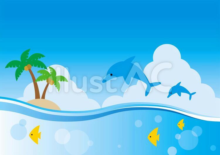 海といるか 海,イルカ,夏のイラスト素材