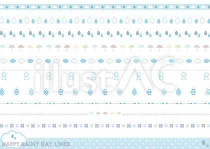 雨の日モチーフのライン素材セット