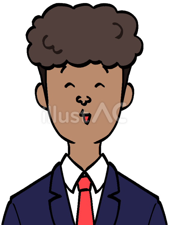 笑顔の色黒パーマの男性 人,人物,人間のイラスト素材