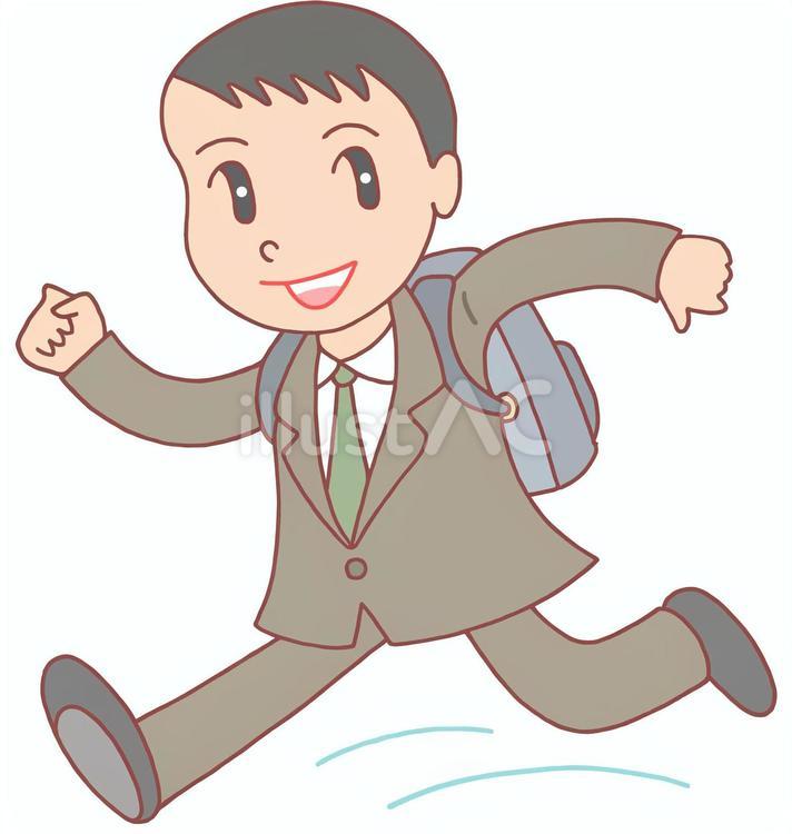 会社員・出勤・ダッシュ 会社員,通勤,ビジネスリュックのイラスト素材