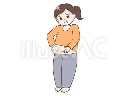 太った女性の手描きイラスト