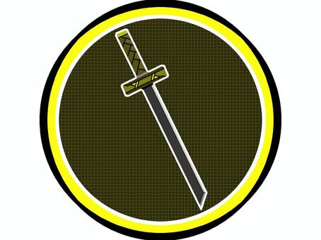 刀のアイコン『黄』 刀,武器,刃,装備,モチーフ,カラー,斬る,裂く,近接,攻撃のイラスト素材