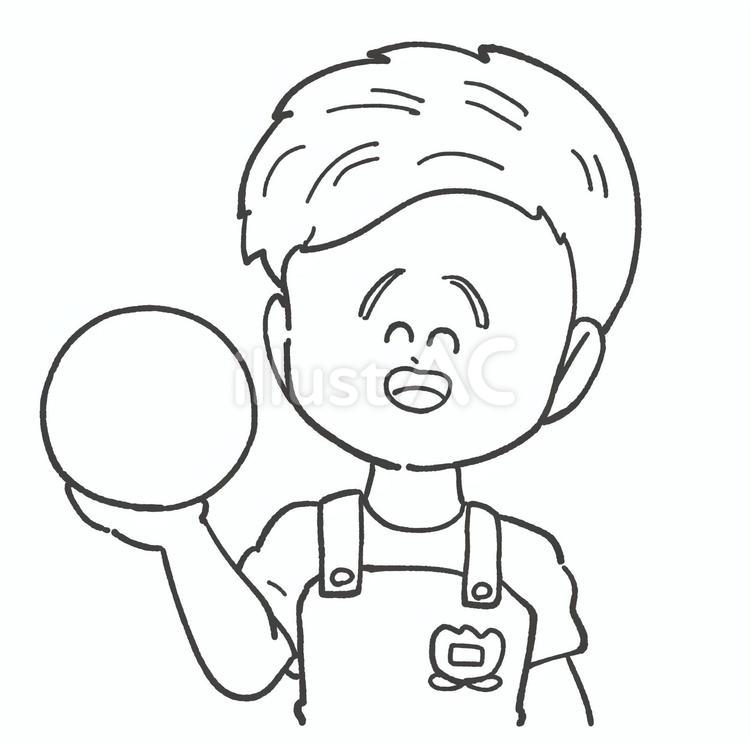 男性保育士の白黒手描きイラスト（上半身） 男性保育士,モノクロ,保育士のイラスト素材