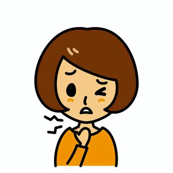 女性　ノドの痛み 女性,病気,喉,若い,気管支炎,風邪,いがらっぽい,痛み,症状,女の子のイラスト素材
