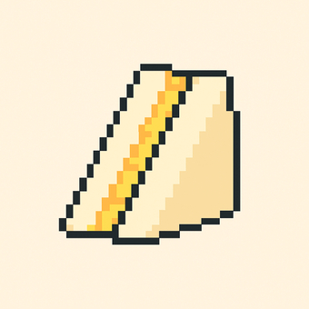 たまごサンドのドット絵 たまごサンド,サンドイッチ,卵,たまご,パン,軽食,ランチ,朝食,カフェ,食べ物のイラスト素材
