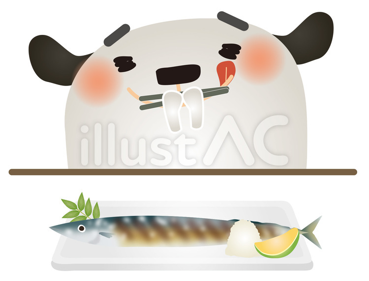 dw153 犬,さんま,魚のイラスト素材