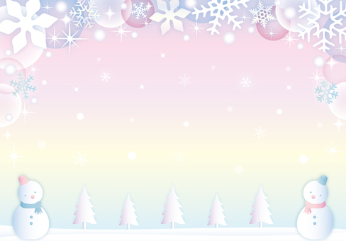 ロマンチックな雪の日のフレーム 冬,雪の結晶,ピンク,雪,雪だるま,キラキラ,クリスマス,フレーム,かわいい,壁紙のイラスト素材