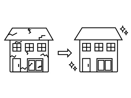 家の修繕2 家,住宅,建物,きれい,清潔,美しい,キラキラ,不動産,マイホーム,住居のイラスト素材