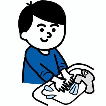 手を洗う 子ども,男の子,幼児,保育,学校,幼稚園,手洗い,洗面所のイラスト素材