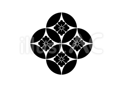 四つ持ち合い七宝に花角
