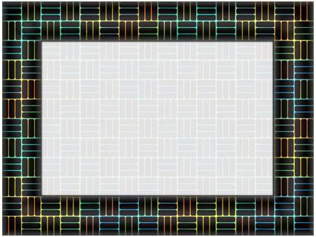 三崩しのフレ−ム　黒 三崩し模様,フレ−ム,ポストカード,メッセージカード,柄,パターン,和風,和柄,縁起,めでたいのイラスト素材