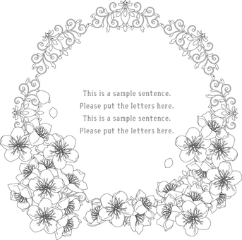 クラシック63＜梅・円＞ 梅,フレーム,飾り枠,飾り罫,ビンテージ,アンティーク,ラベル,花,豪華,ゴージャスのイラスト素材