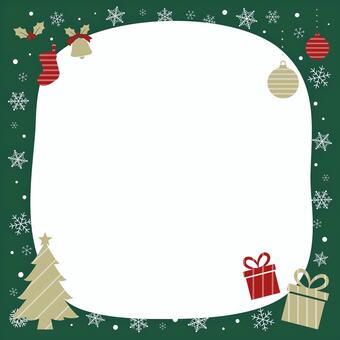 クリスマス雪の結晶とツリーフレーム正方形 クリスマス,フレーム,メッセージ,冬,正方形,スクエア,雪,雪の結晶,ツリー,プレゼントのイラスト素材