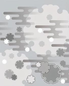 インスタ用和柄背景 雪輪のグレー 背景,和風,和柄,雪輪,グレー,モノトーン,かすみ,冬,日本,伝統のイラスト素材