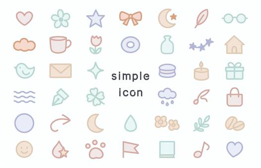 パステルカラーシンプルアイコンセット アイコン,シンプル,ハート,星,花,月,音符,ギフト,ノート,カップのイラスト素材