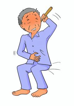 高齢者の皮膚乾燥 高齢者,男性,皮膚,乾燥,乾燥肌,かゆみ,パジャマ,孫の手のイラスト素材