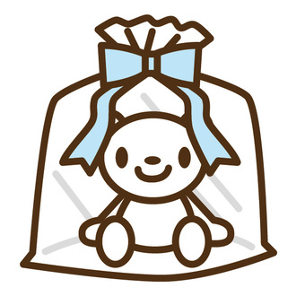 Illustration, plush doll, present, wrapping paper, JPG, PNG and EPS