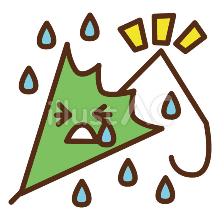 折れた傘 傘,折れる,緑のイラスト素材