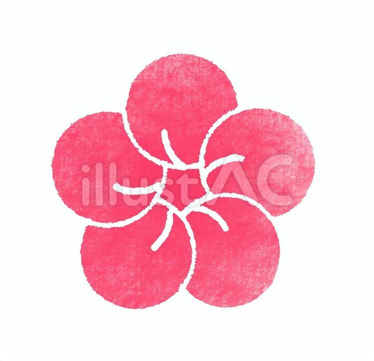 正月素材・版画風・梅の花 梅,梅の花,花のイラスト素材