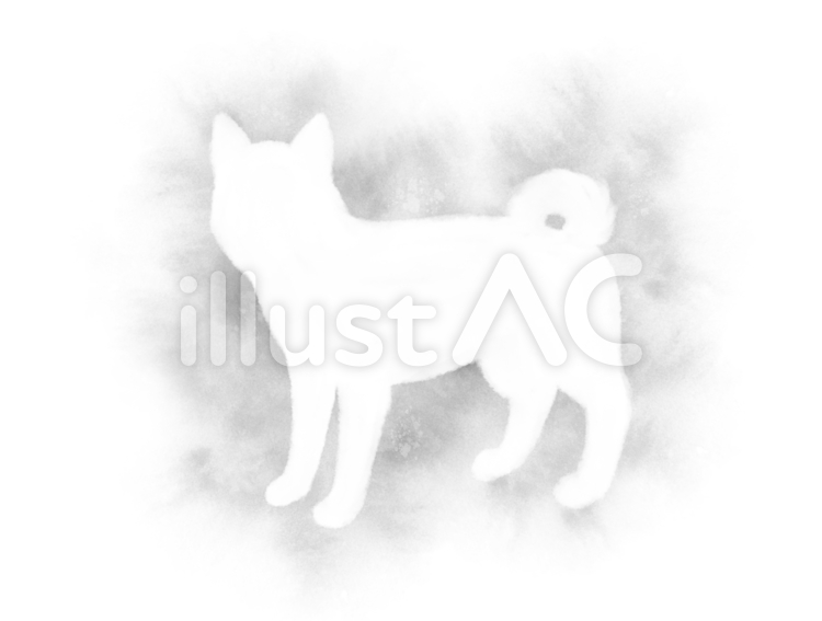 水彩　犬　白シルエット　背景灰色 犬,柴犬,シルエットのイラスト素材