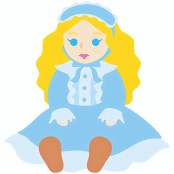 フランス人形_ライトブルー フランス人形,クリスマス,イブ,おもちゃ,プレゼント,フリル,ふわふわ,ひらひら,ロングヘア,リボンのイラスト素材